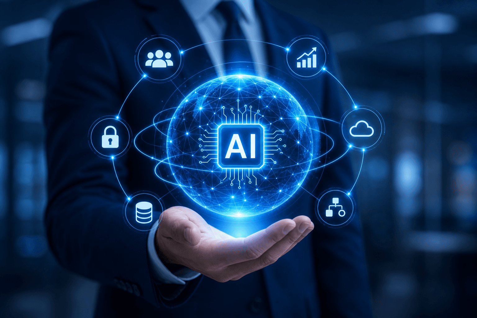 AI automation services in a business hand